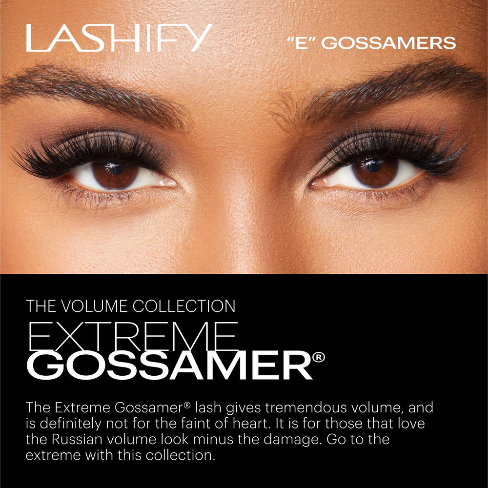 Lashify Extreme 13mm Gossamer cartridge image highlights premium Korean silk lashes for long-lasting volume.