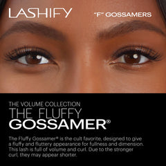 Lashify Fluffy 12mm Gossamer lashes extended close-up highlights fluttery fullness.