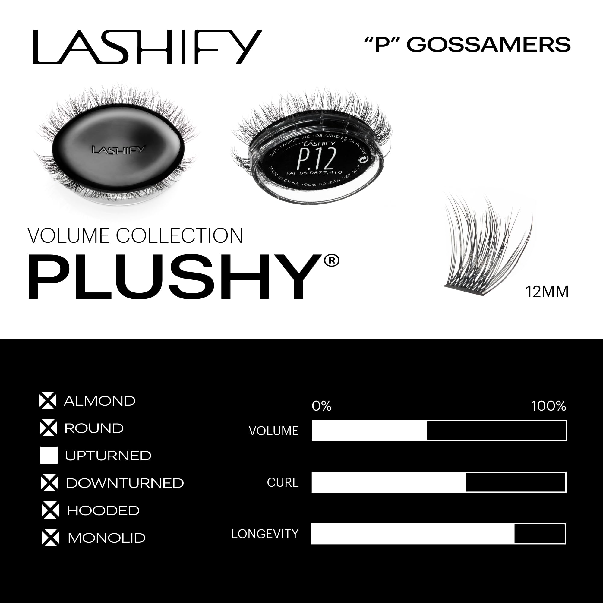 Lashify Plushy Gossamer features 66 fibers for lush fullness.