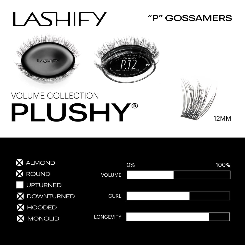 Lashify Plushy Gossamer features 66 fibers for lush fullness.