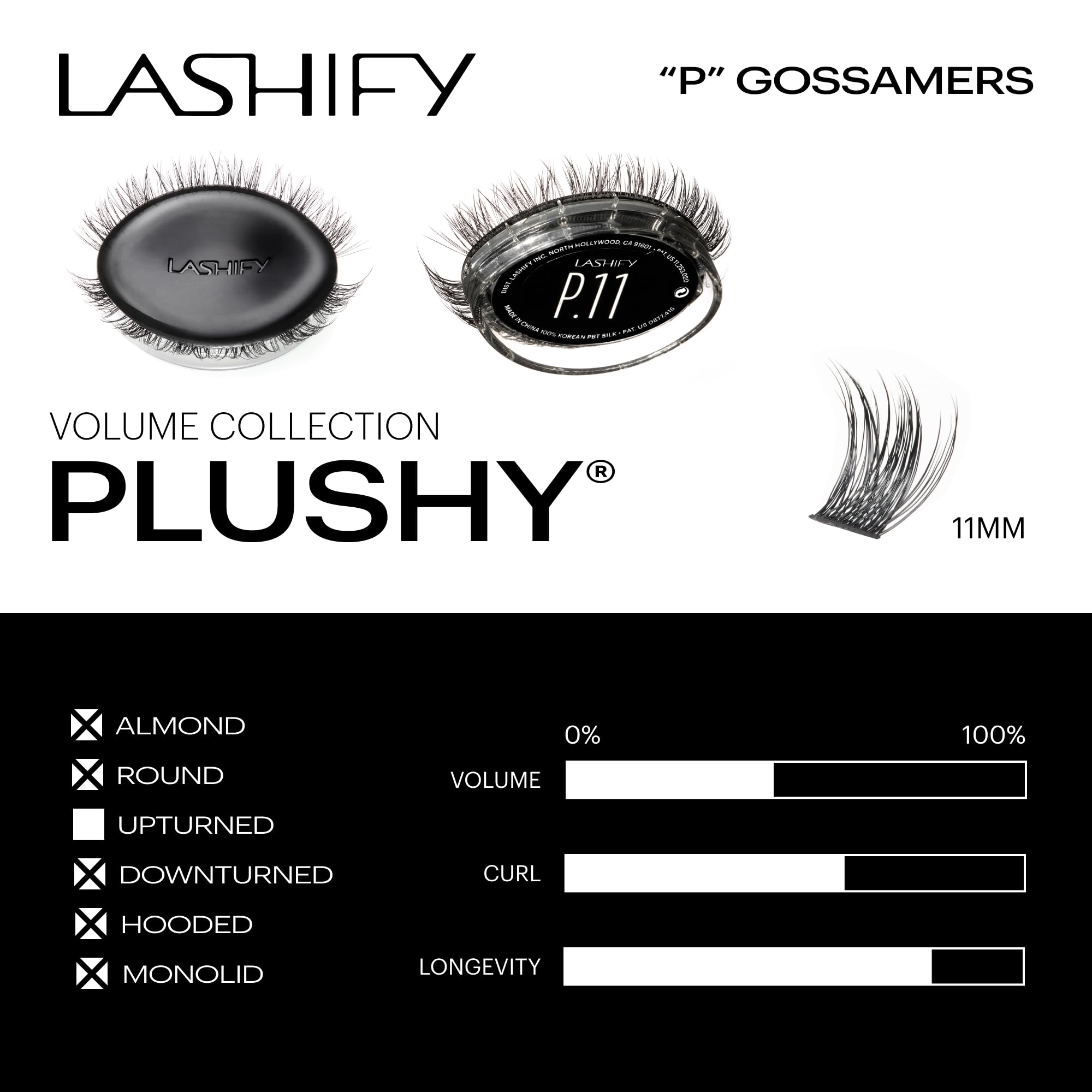 Lashify Plushy Gossamer cartridge 12 lashes, precise DIY customization for chic lashes.