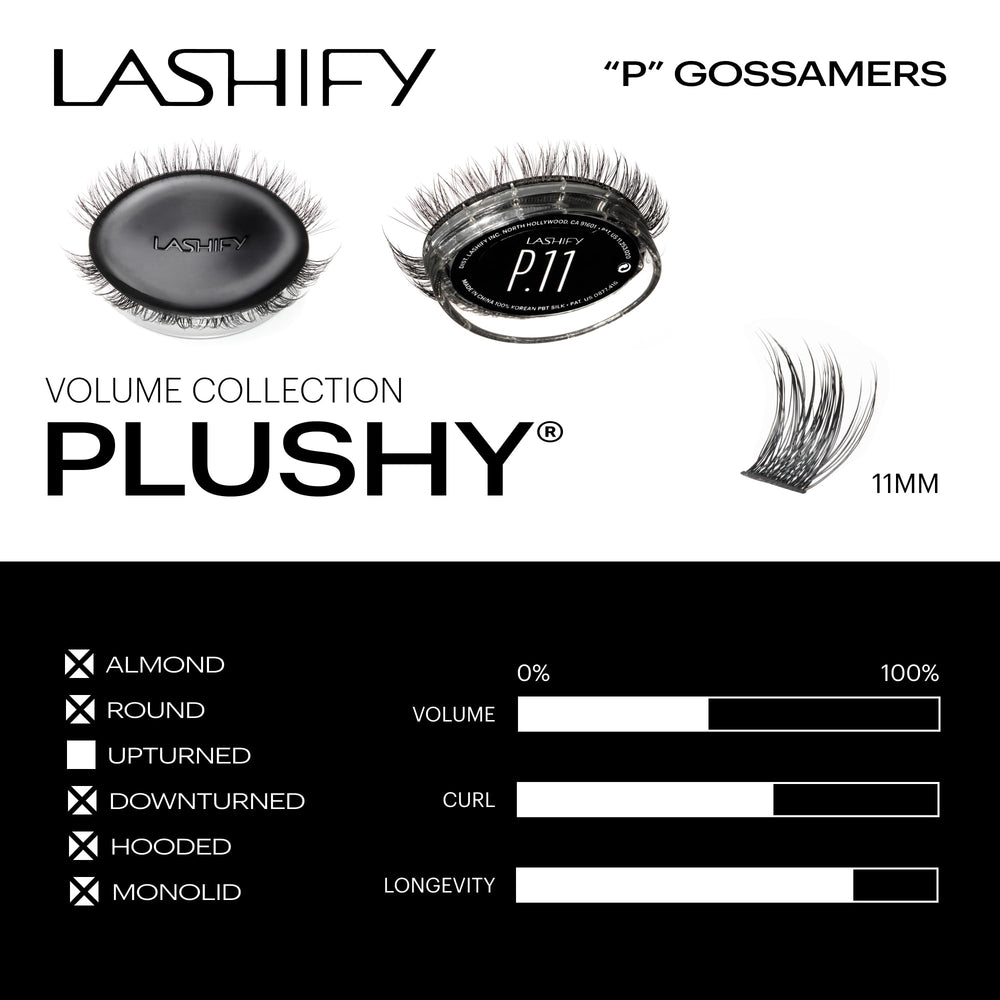 Lashify Plushy Gossamer cartridge 12 lashes, precise DIY customization for chic lashes.