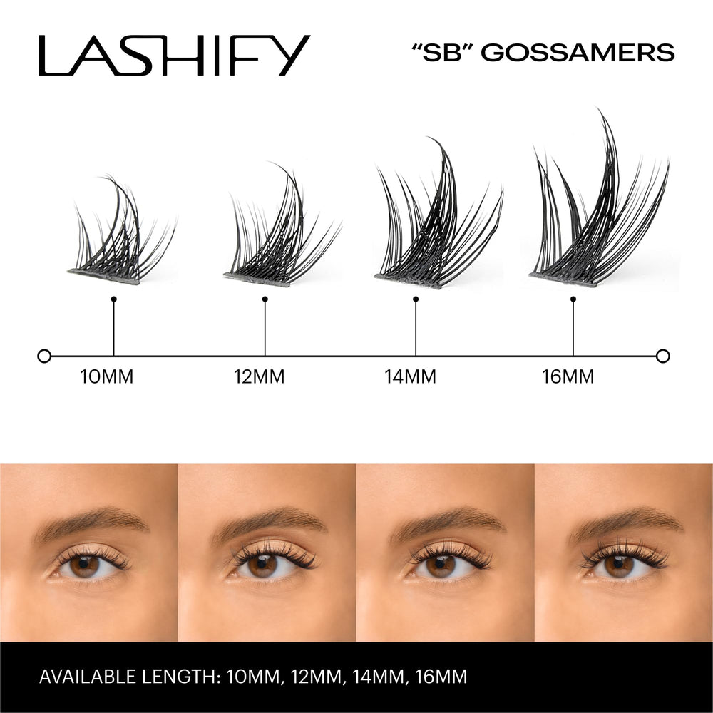 Lashify Star Burst 14mm Gossamer before and after shows dramatic volume and texture.