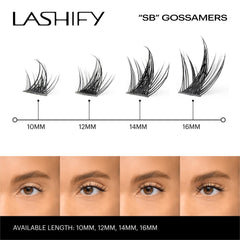 Lashify Star Burst 14mm Gossamer before and after shows dramatic volume and texture.