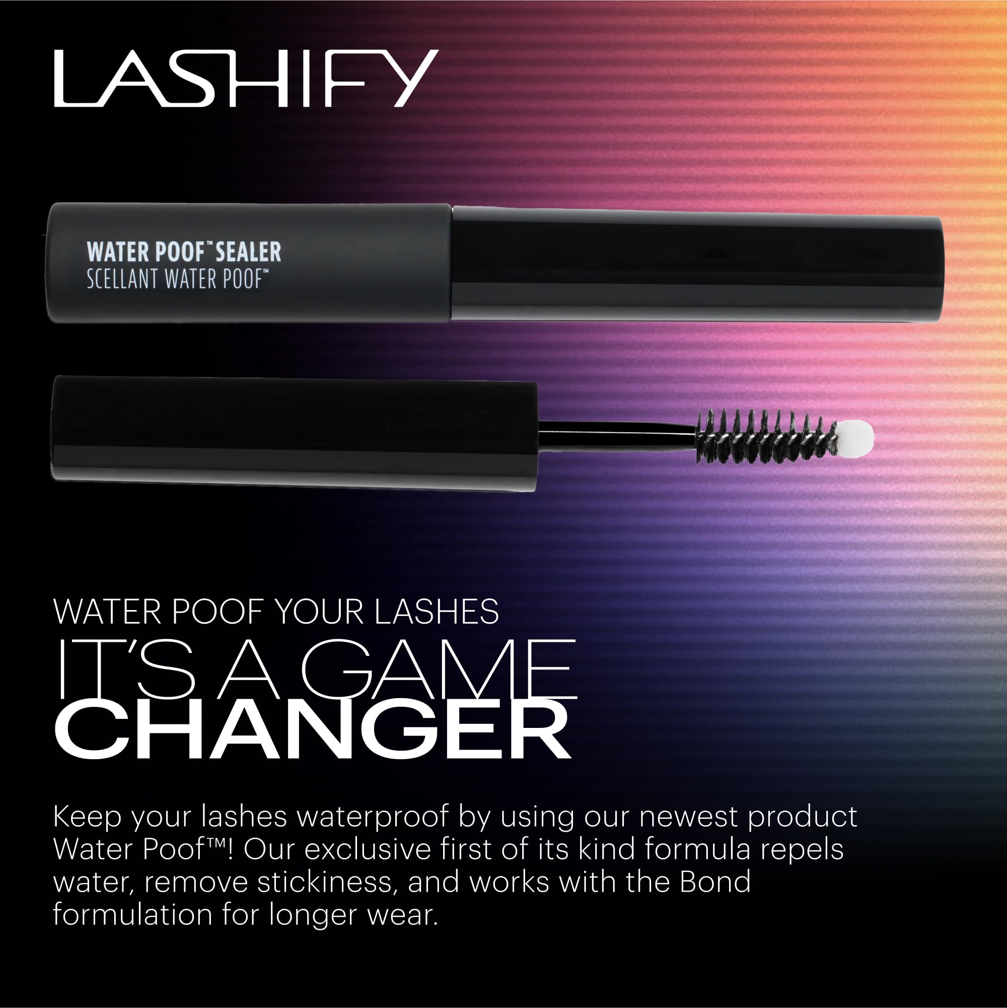 Lashify Water Poof Sealer after-application on lashes demonstrates base seal.