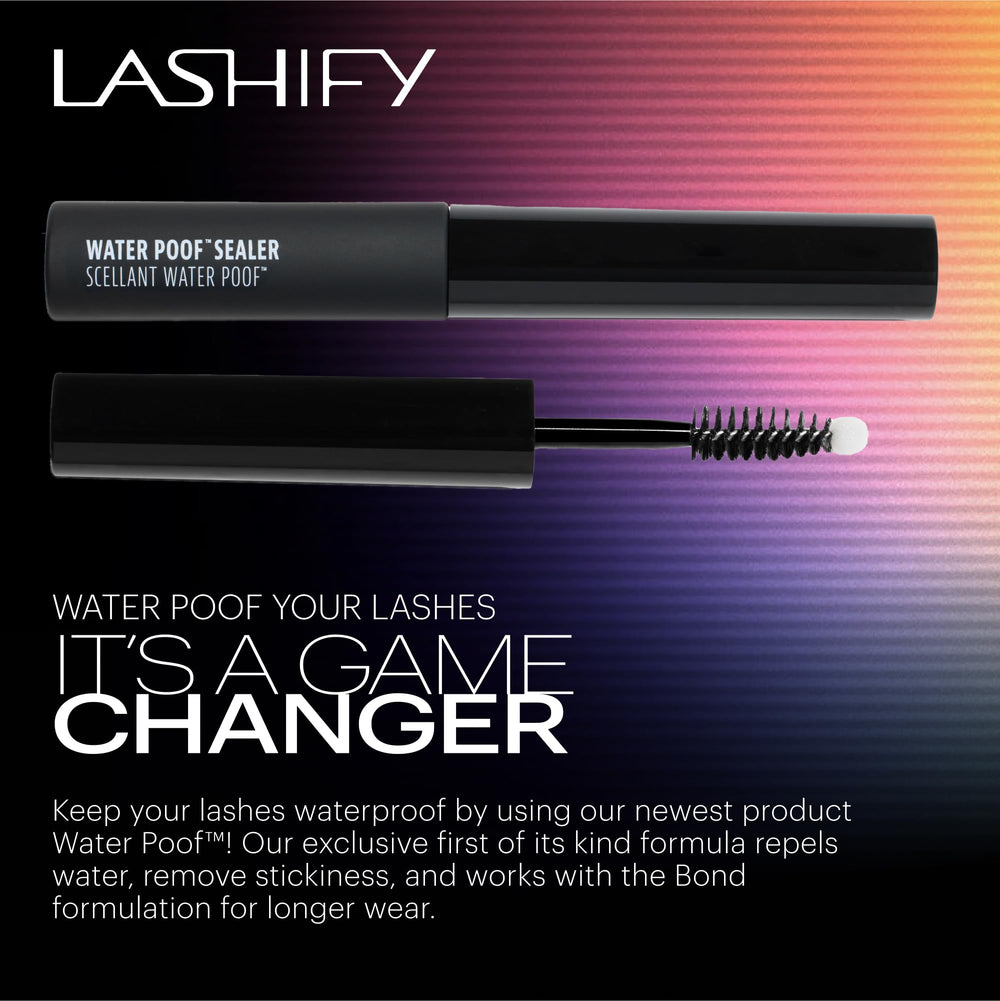 Lashify Water Poof Sealer after-application on lashes demonstrates base seal.