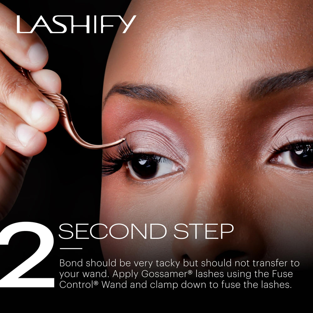 Lashify Water Poof Sealer on Gossamer lashes shows protective layer.