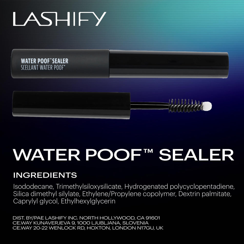 Lashify Water Poof Sealer water-repellent effect on lashes.