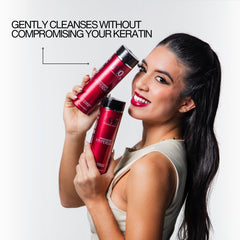 Lasio Hypersilk shampoo lather closeup highlights gentle cleansing for color-treated hair.