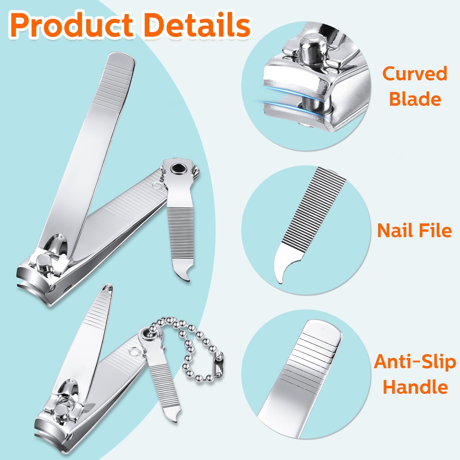 Lasnten stainless steel nail clipper with rust-resistant, polished finish.