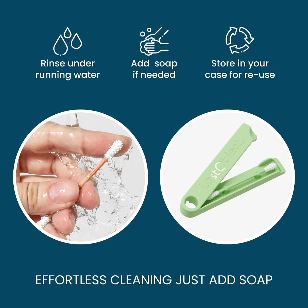 LastSwab travel-case-holder keeps reusable swabs clean and organized for travel.
