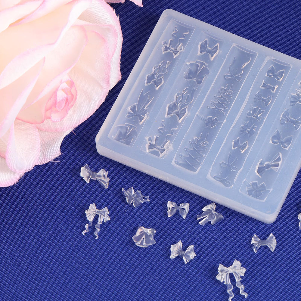 lasuroa Bow Nail Charm Mold template assembly shows easy crafting of unique nail art.