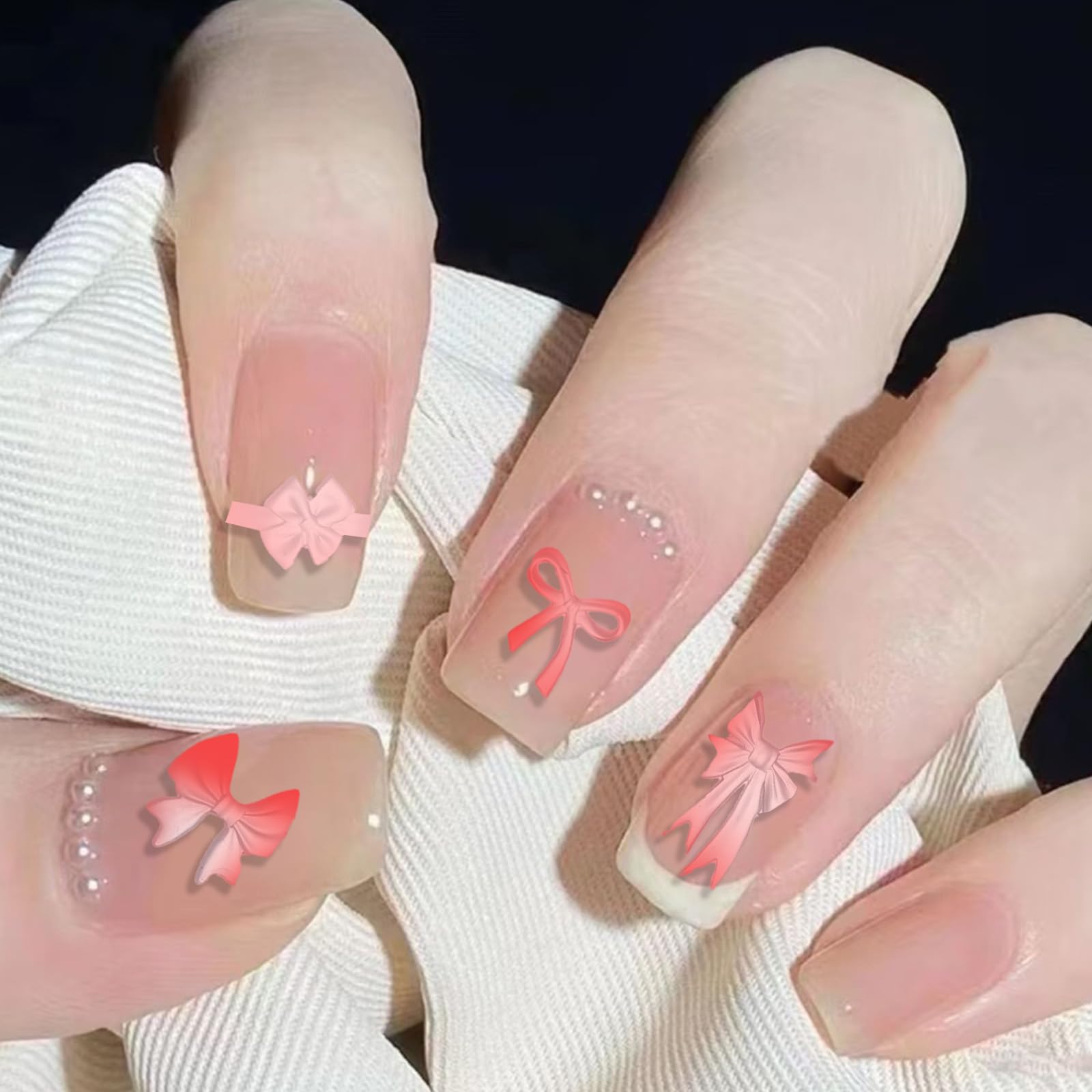 lasuroa Bow Nail Charm Mold in-use resin creates elegant bow charms for nails.