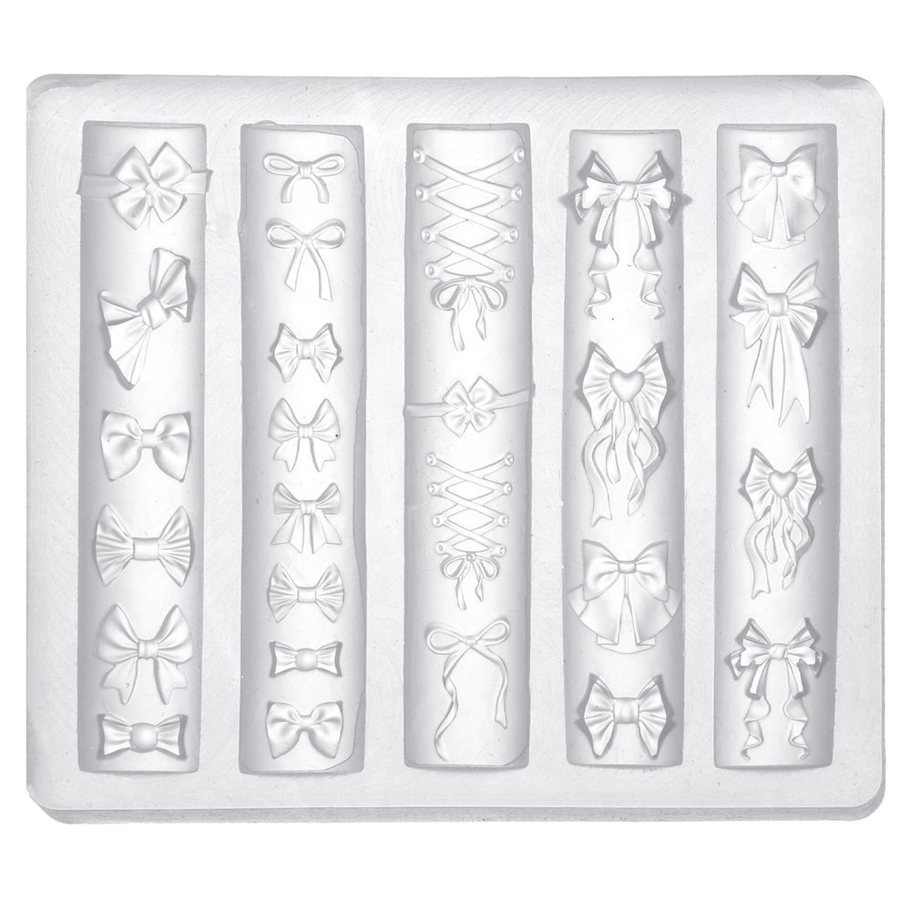 lasuroa Bow Nail Charm Mold transparent closeup for precise DIY nail charms and smooth release.