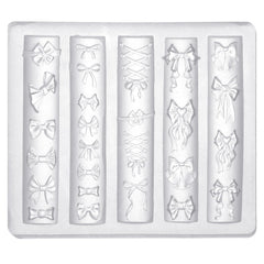 lasuroa Bow Nail Charm Mold transparent closeup for precise DIY nail charms and smooth release.