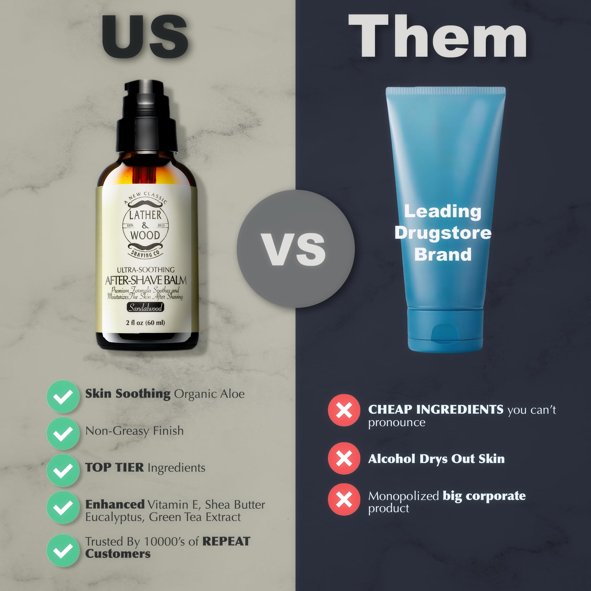 Lather & Wood balm application shows non-greasy moisture for smooth skin