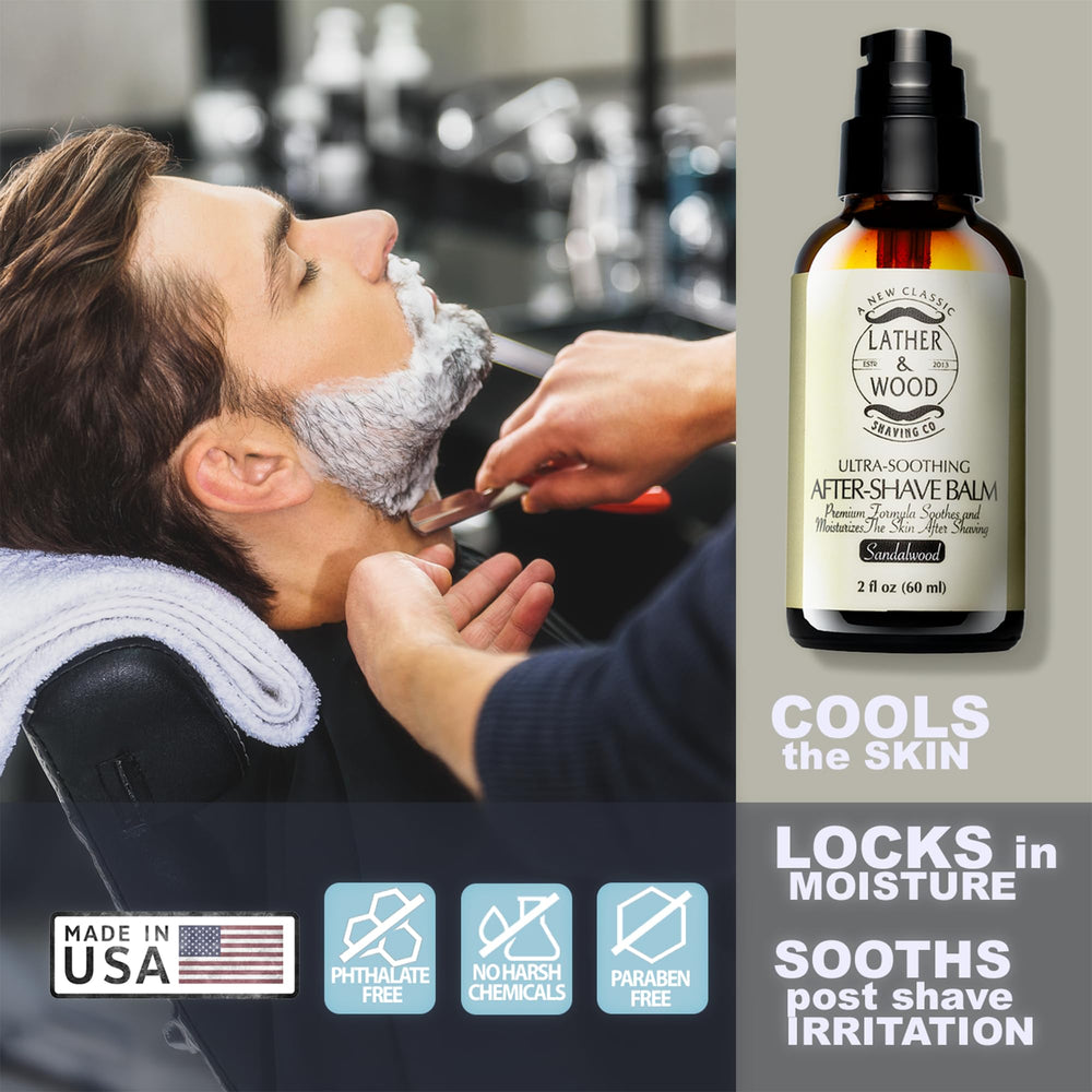 Lather & Wood balm closeup texture reveals non-drying, soothing formula