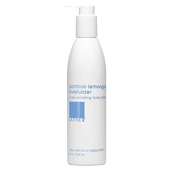LATHER Bamboo Lemongrass Moisturizer bottle demonstrates daily hydration for smooth skin