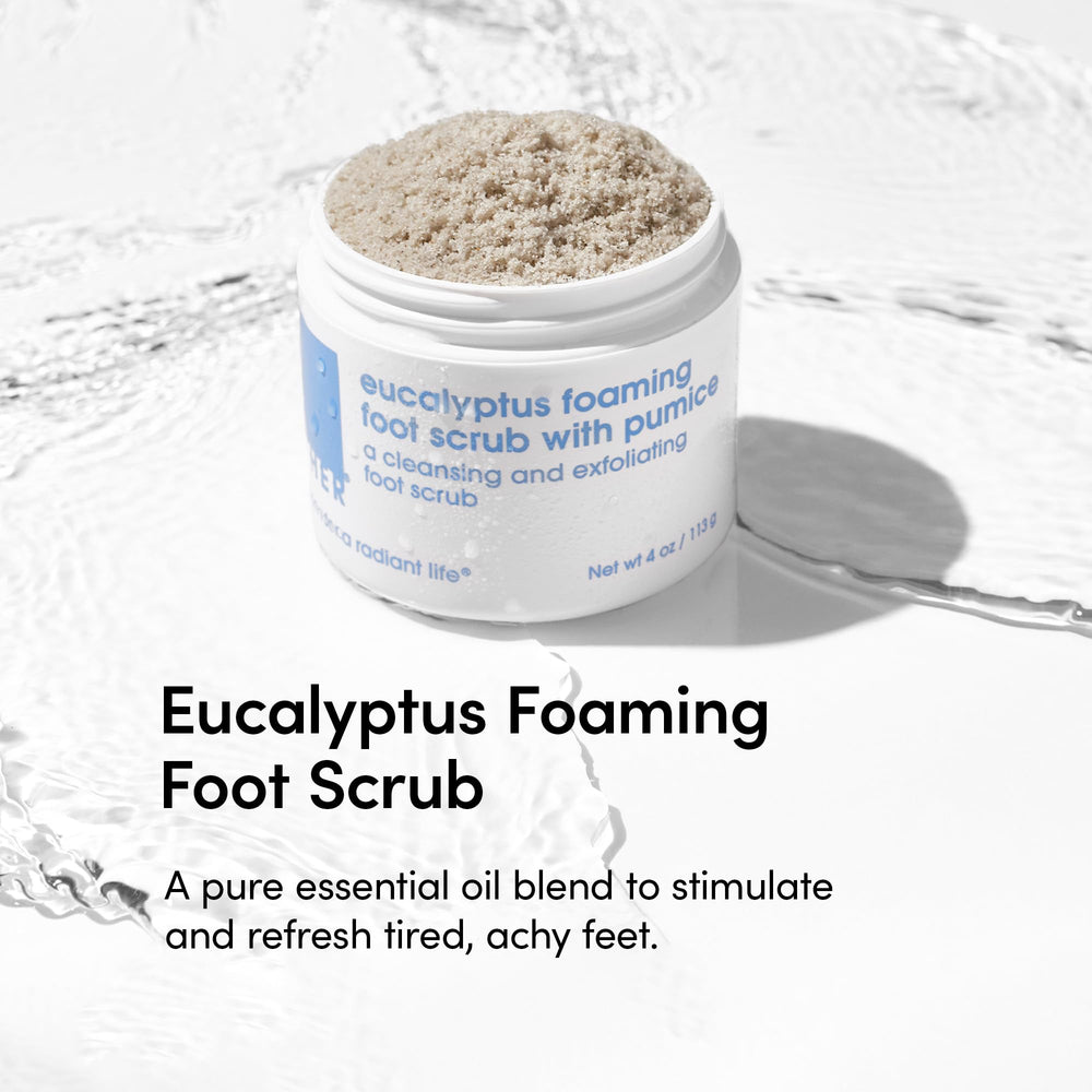 LATHER Foot Scrub pumice stone exfoliation close-up highlighting removal of dry skin