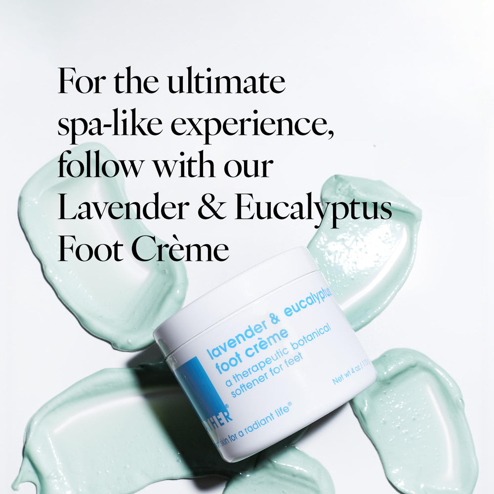 LATHER Foot Scrub shown during shower application for convenient routine
