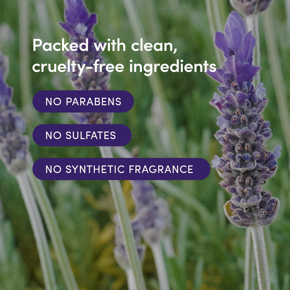 Applying LATHER Lavender Lime moisturizer on hands after shower.