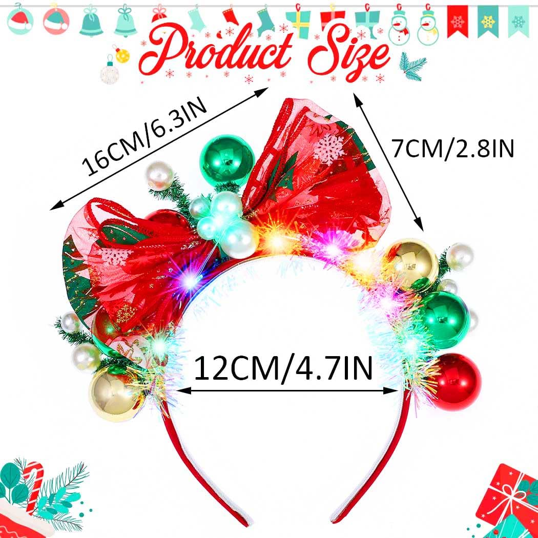 Latious holiday costume bow headwear with glitter accents