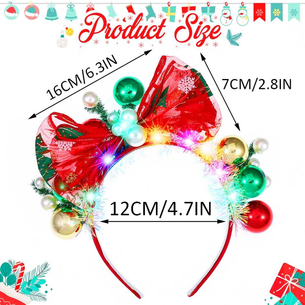 Latious holiday costume bow headwear with glitter accents