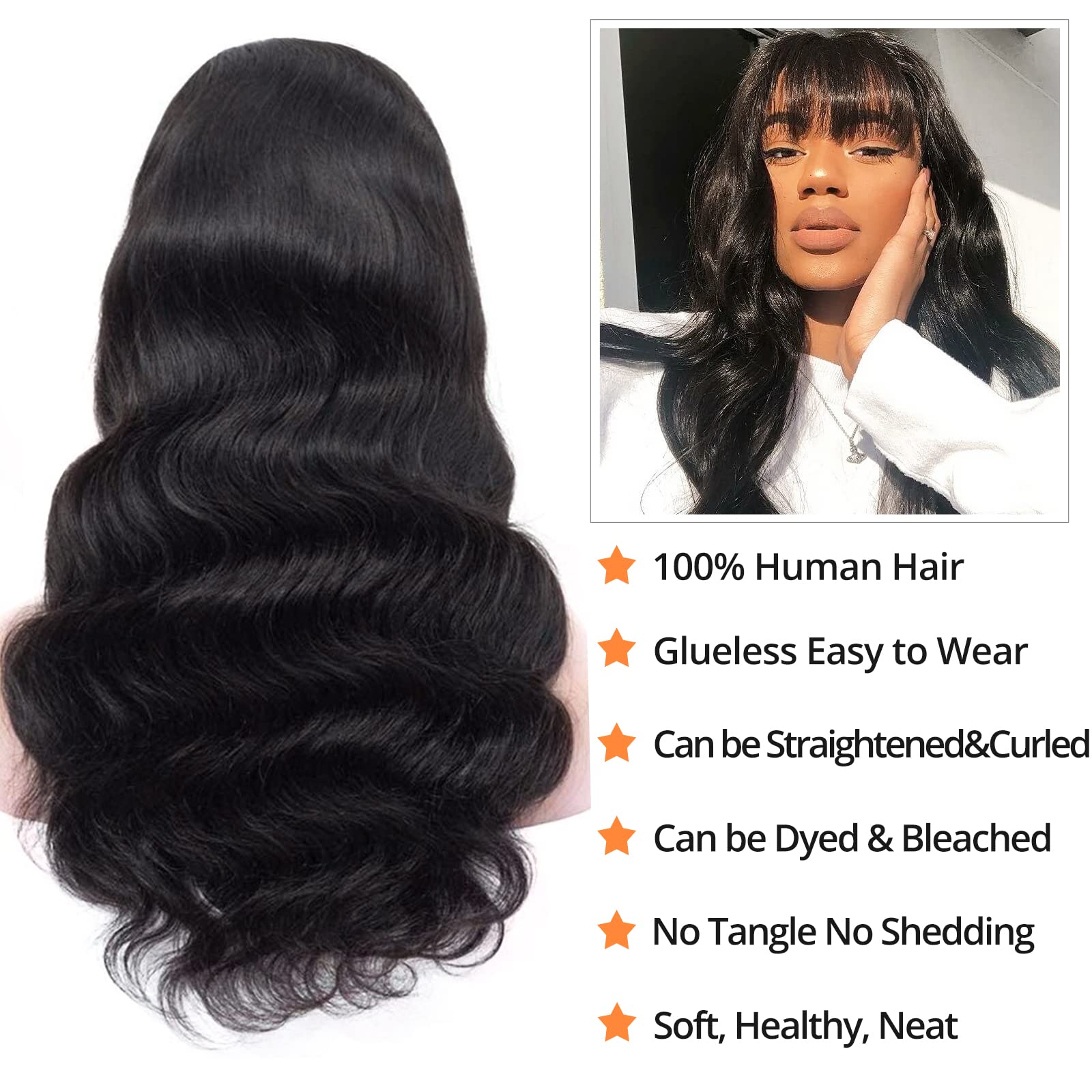 Lativ wig with bangs side view demonstrates versatile styling and natural movement.