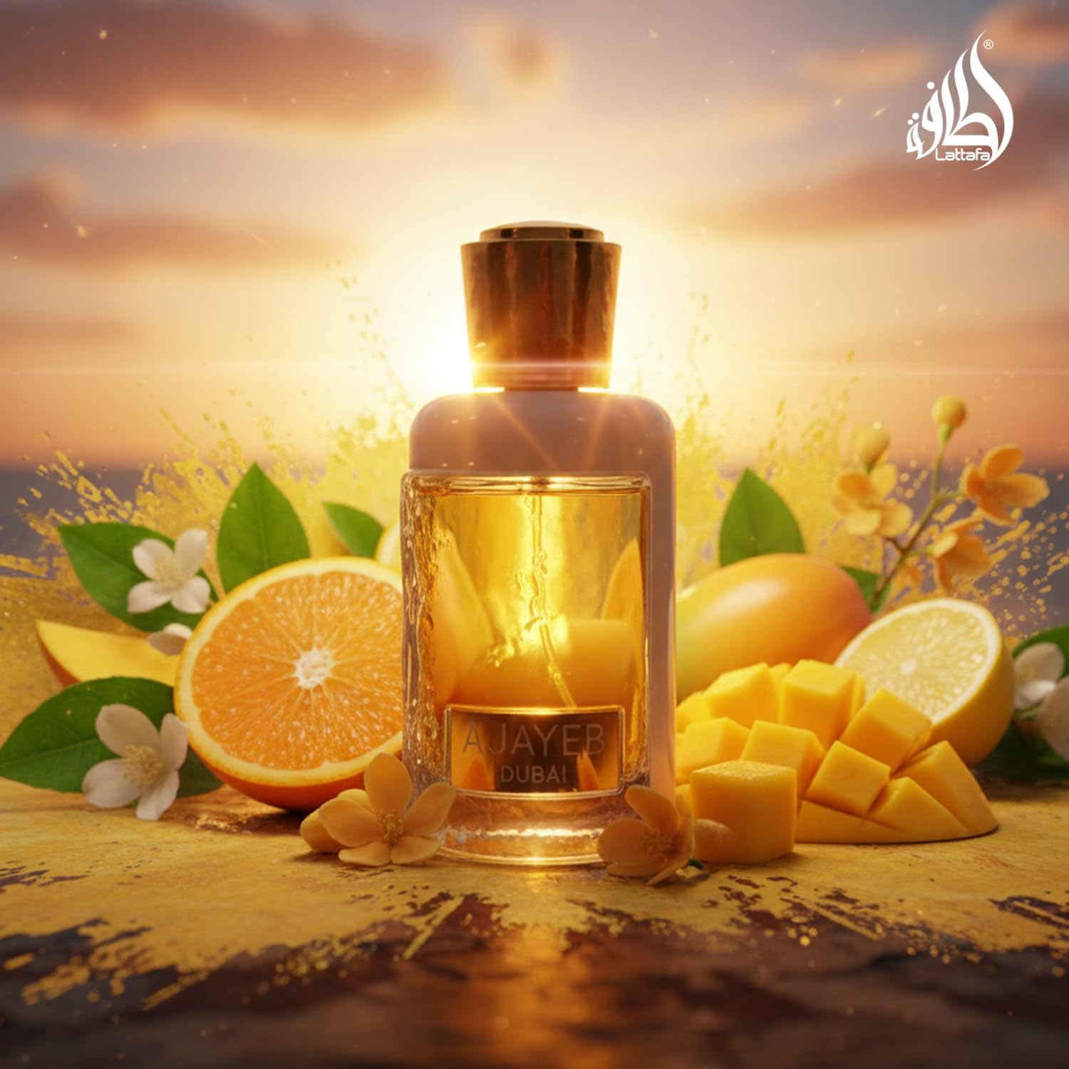 Lattafa Ajayeb Dubai Portrait packaging and bottle preview, ideal for gifting.