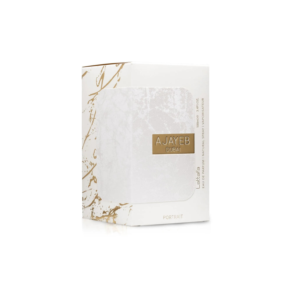 Lattafa Ajayeb Dubai Portrait spray, effortless scent application and layering.
