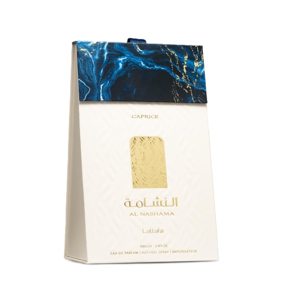Lattafa Al Nashama Caprice packaging shows premium unisex fragrance experience