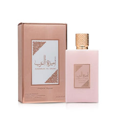 Lattafa Ameerat Al Arab Prive Rose fragrance capturing floral notes.