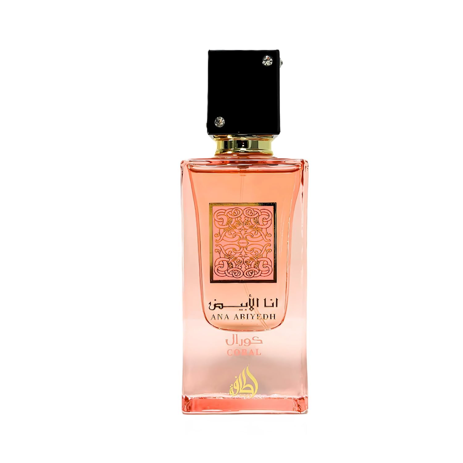 Lattafa Ana Abiyedh Coral bottle front view for elegant daily wear.