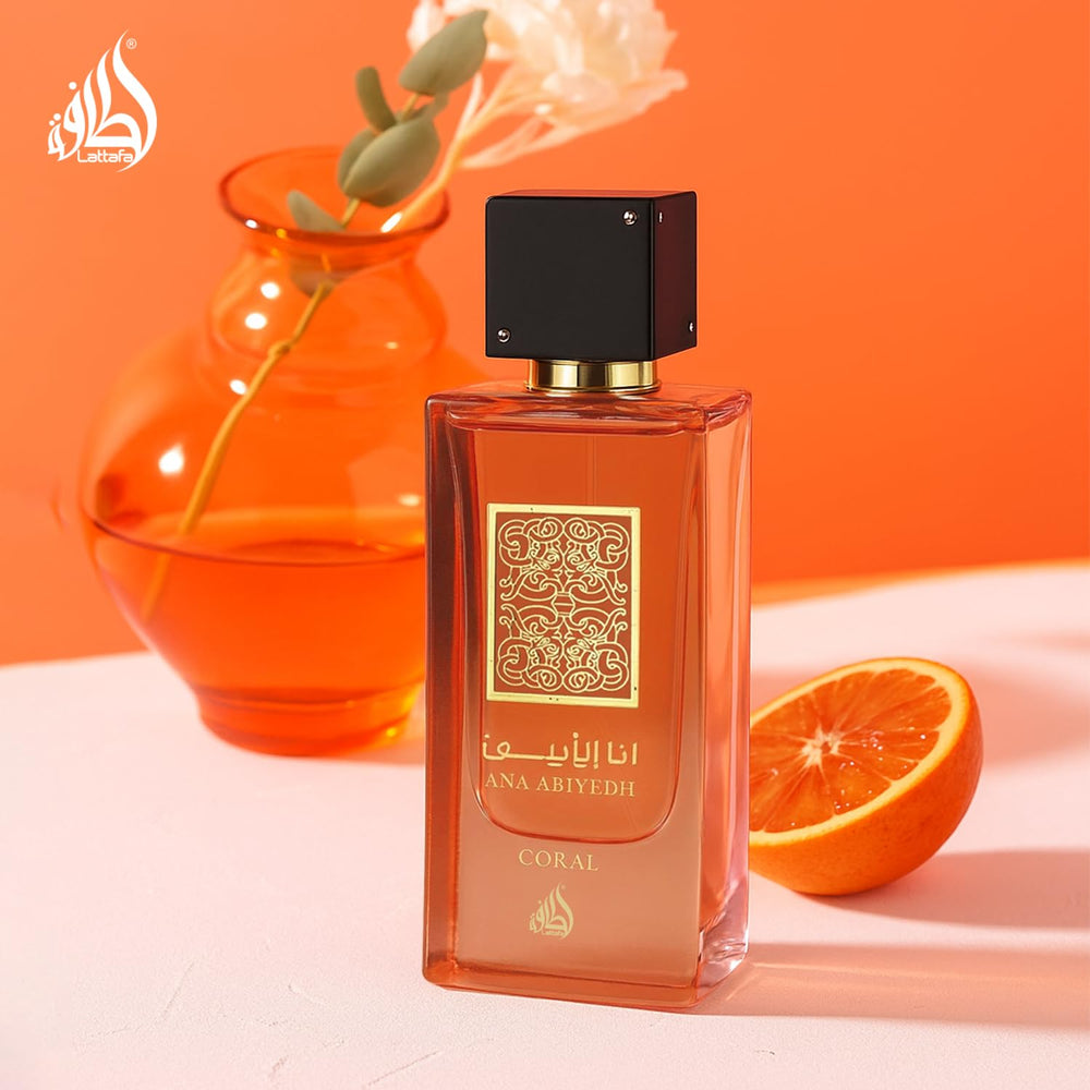 Lattafa Ana Abiyedh Coral unisex fragrance suitable for any occasion.