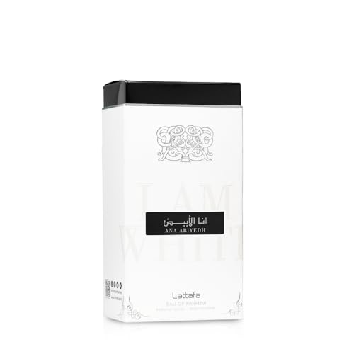 Lattafa Ana Abiyedh outer box image communicates luxury unisex perfume gifting.