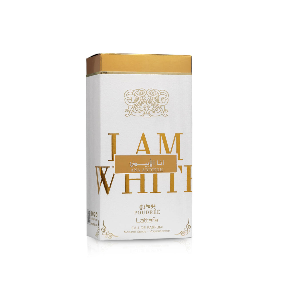 Lattafa Ana Abiyedh Poudree vanilla-tonka base evokes creamy sweetness.