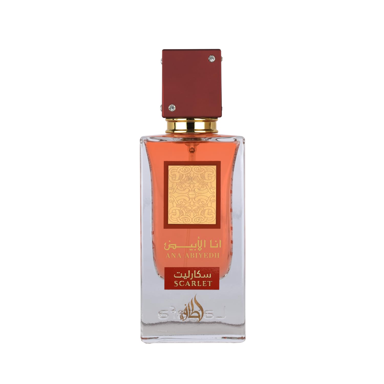 Lattafa Ana Abiyedh Scarlet inner label detail showcasing craftsmanship