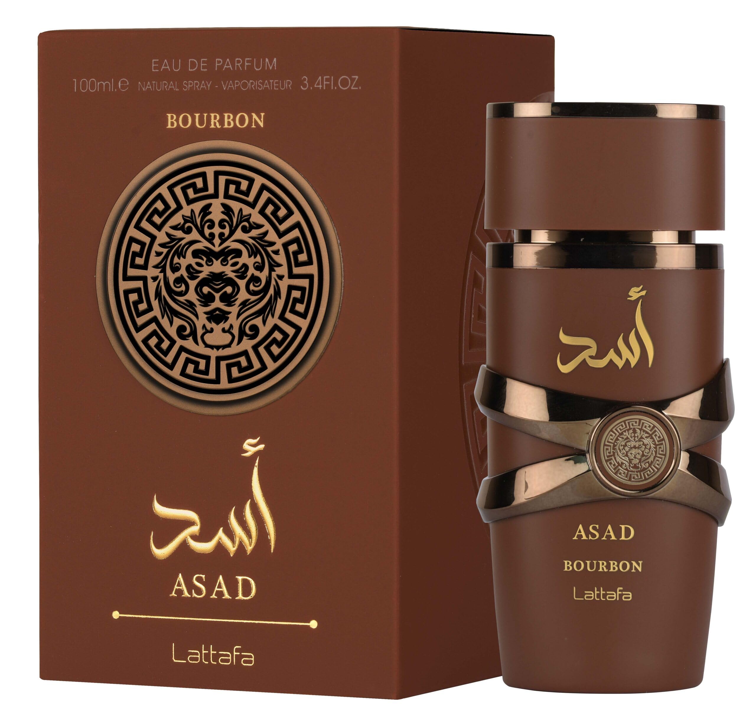 Lattafa Asad Bourbon spray action, fine mist for easy application.