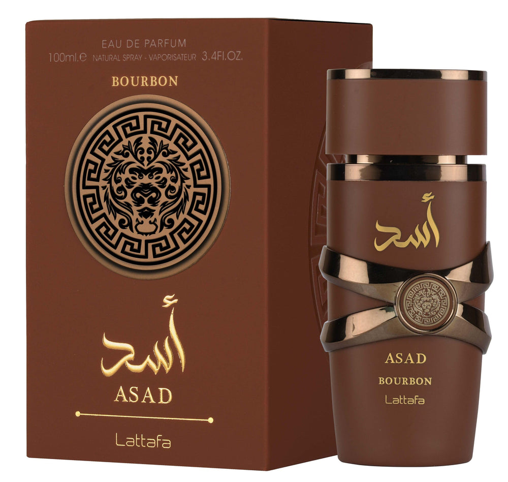 Lattafa Asad Bourbon spray action, fine mist for easy application.