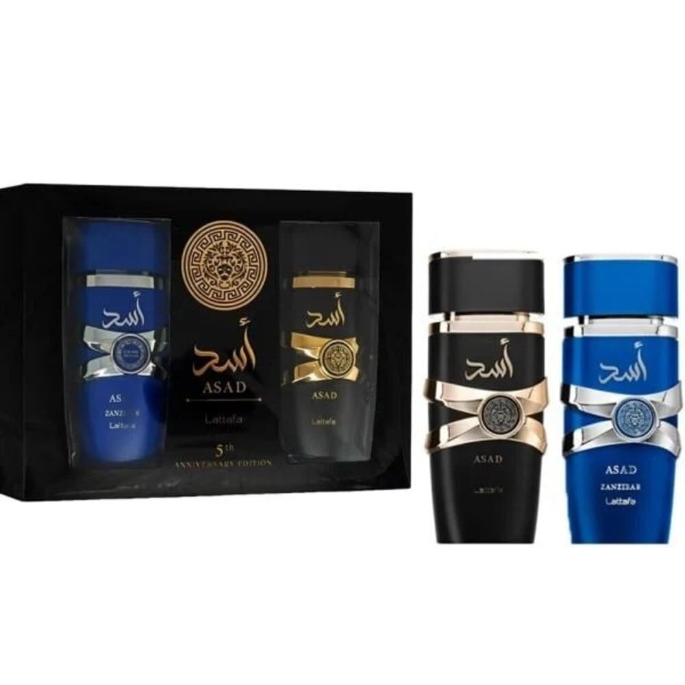 Lattafa Asad two-bottles display ideal for versatile occasions and gifting.