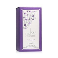 Lattafa Asdaaf Andaleeb Flora packaging box, ideal for gifting and seasonal fragrance rotation.