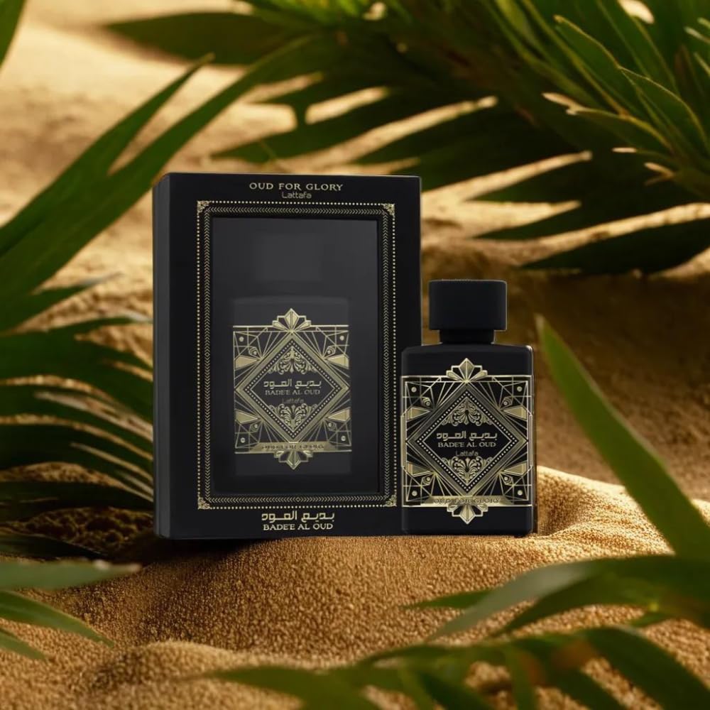 Lattafa Bade'e Al Oud display featuring vials for gifting or personal collection.