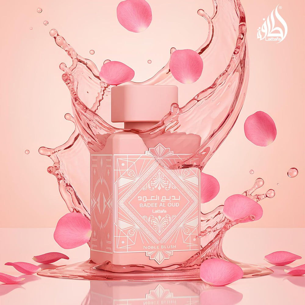 Elegant packaging of Lattafa Bade’e Al Oud Noble Blush