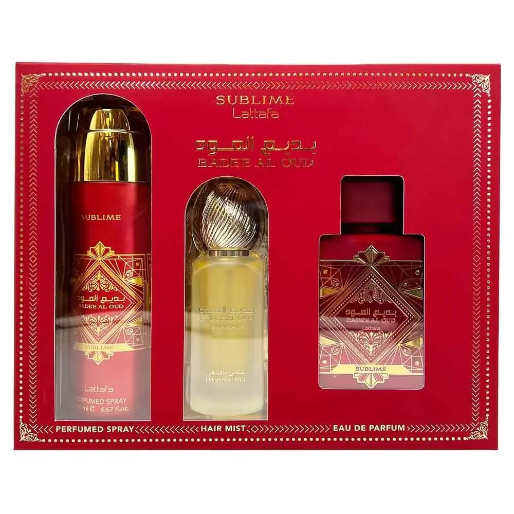 Lattafa Badee Al Oud Sublime deodorant spray keeps you fresh throughout the day.