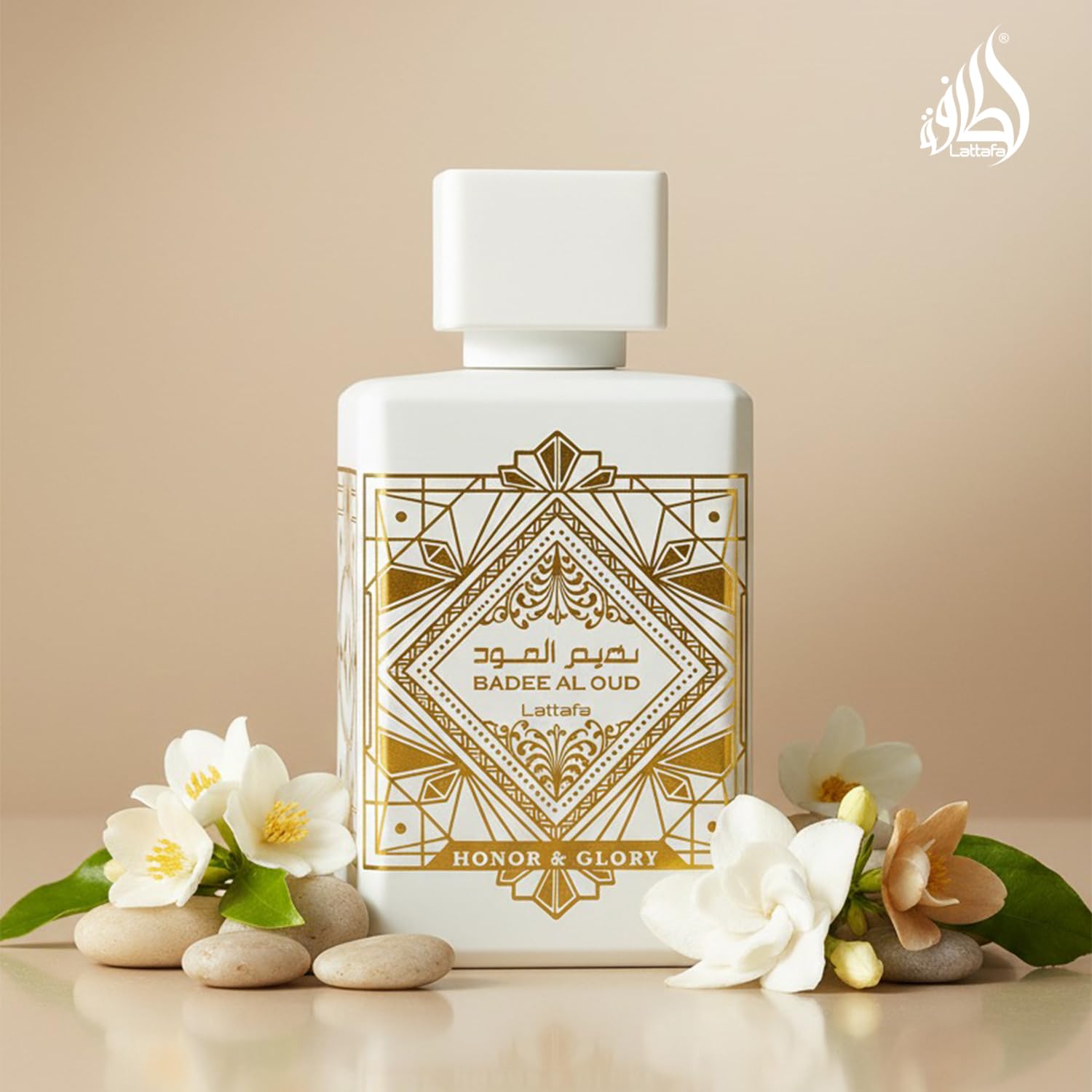 Lattafa Bade'e Al Oud Honor & Glory middle notes highlight warm spice blend for refined aroma.
