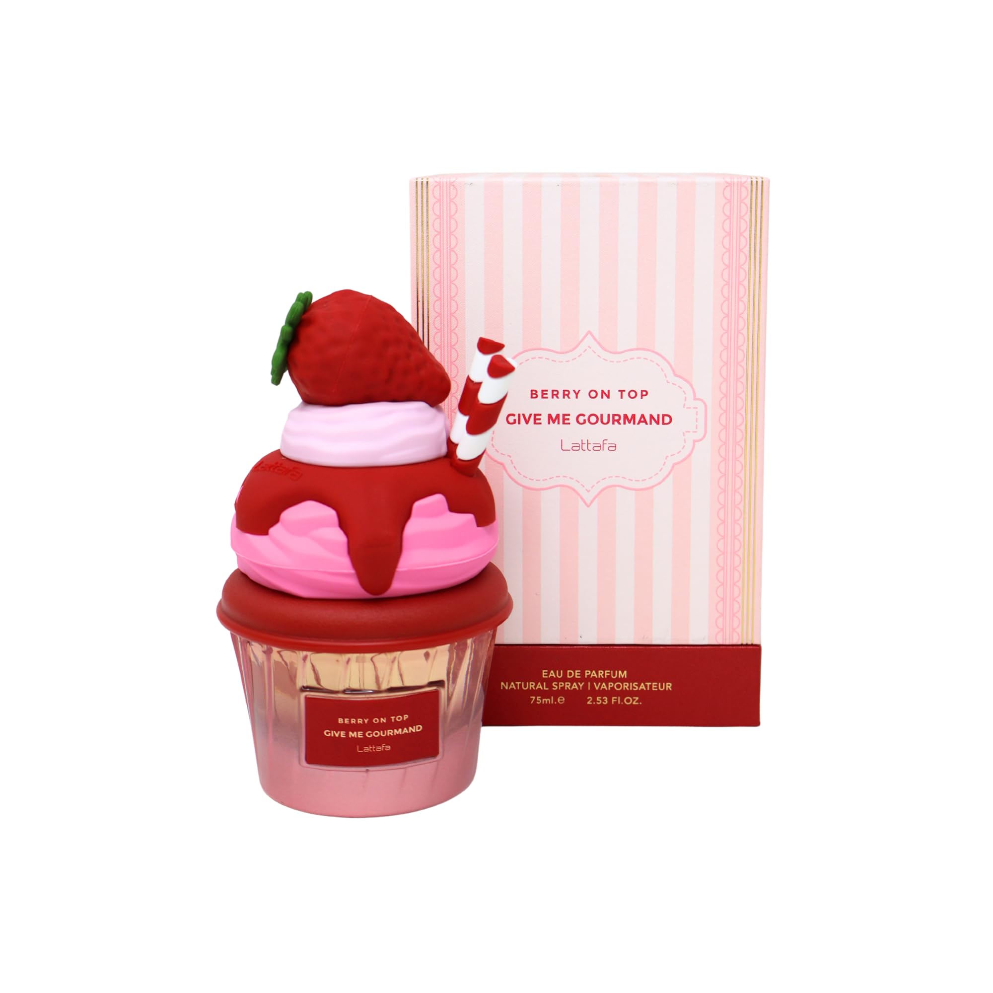 Lattafa Berry On Top bottle front shows fruity creamy scent for daily wear