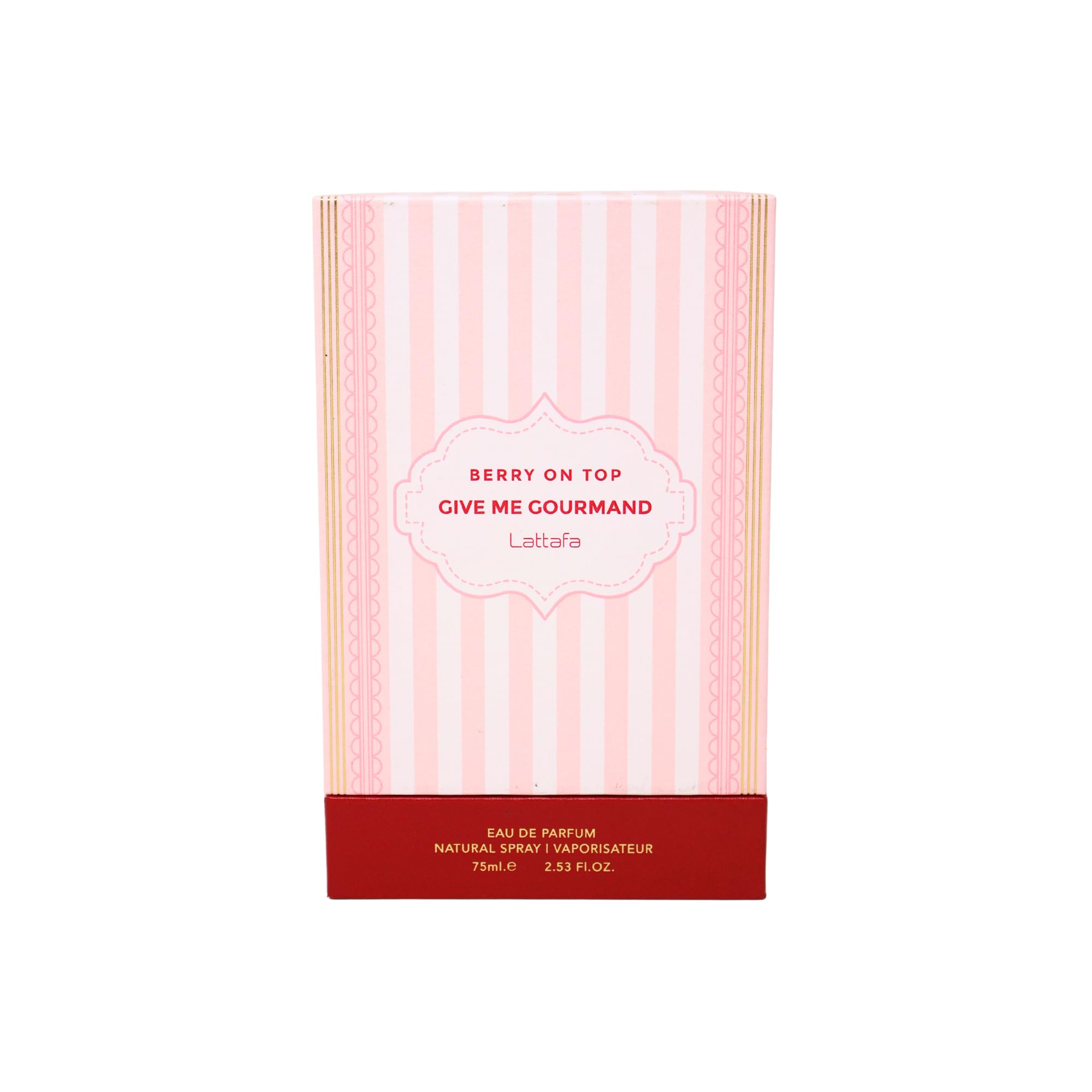 Lattafa Berry On Top vanilla-cream swatch conveys creamy sweetness for subtle wear