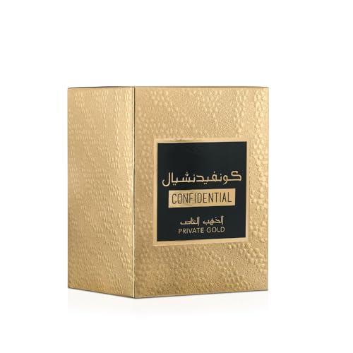 Lattafa Confidential Private Gold mid notes lily of the valley—soft floral heart for versatile wear.