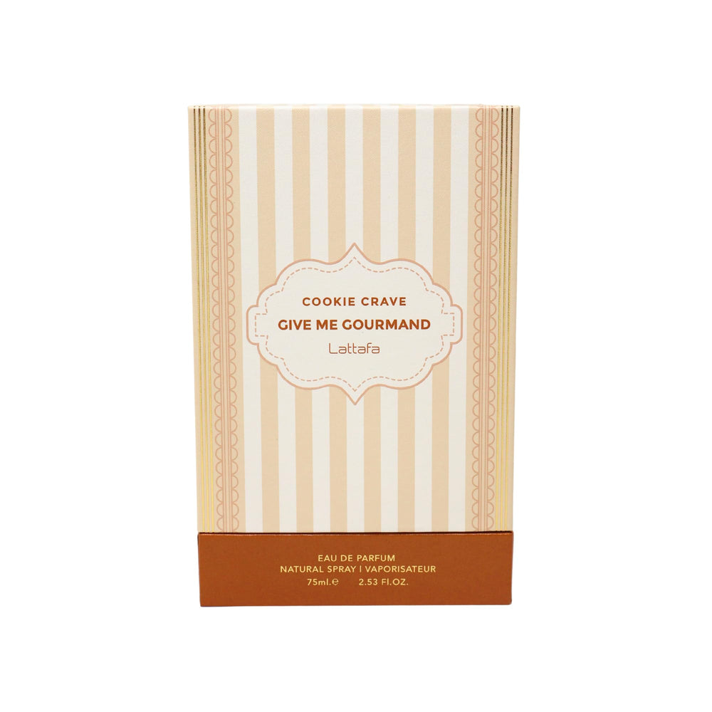 Lattafa Cookie Crave 75ml spray ready for lasting, dessert-inspired scent during cool seasons.