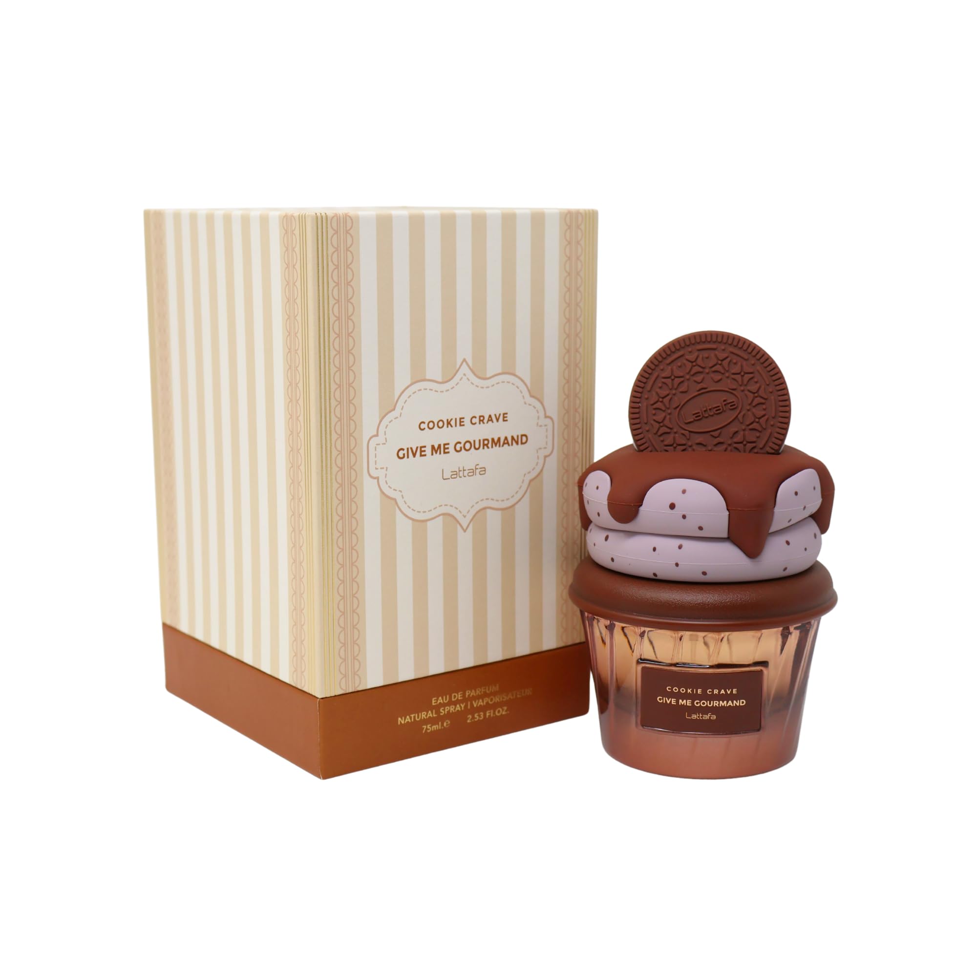 Lattafa Cookie Crave packaging box emphasizes a premium unboxing experience.